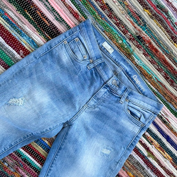Gap 1969 Lt Blue Distressed Girlfriend Jeans-#1873 - Picture 12 of 12
